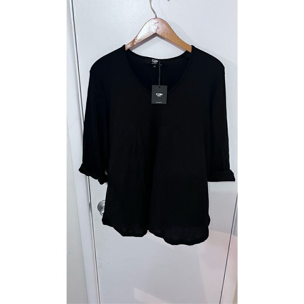 COIN 1804 BLACK RIBBED 3/4 BLOUSE NEW WOMENS SIZE 1X NEW - Picture 2 of 9